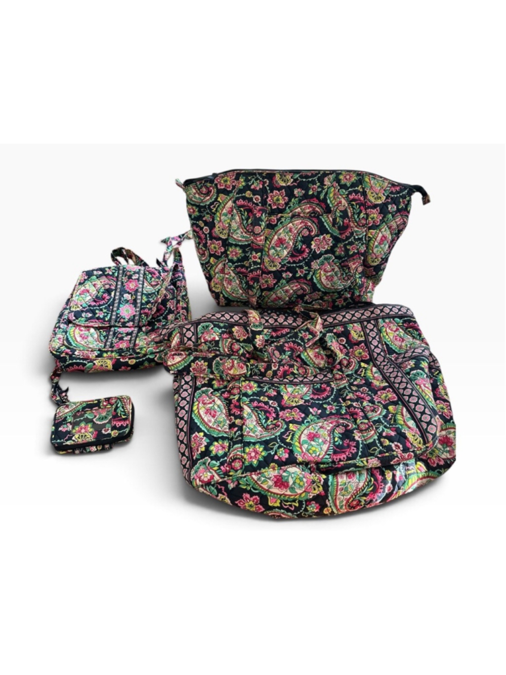 Vera Bradley large & small duffel, small cosmetic in retired Petal Paisley